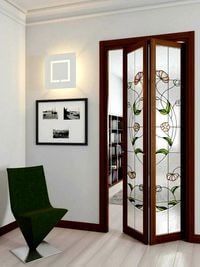 Двери гармошка с витражным декором Нижневартовск